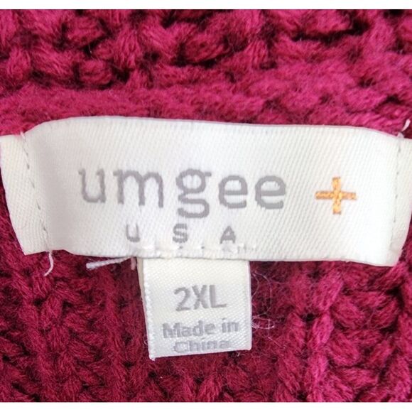 Umgee Maroon Burgundy Cowl Neck Chunky Knit Sweater Pullover Womens 2XL Boho - Picture 5 of 6